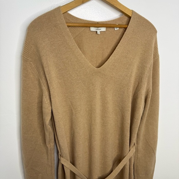 VINCE Wool and Cashmere Belted Sweater Midi Dress - Picture 4 of 9